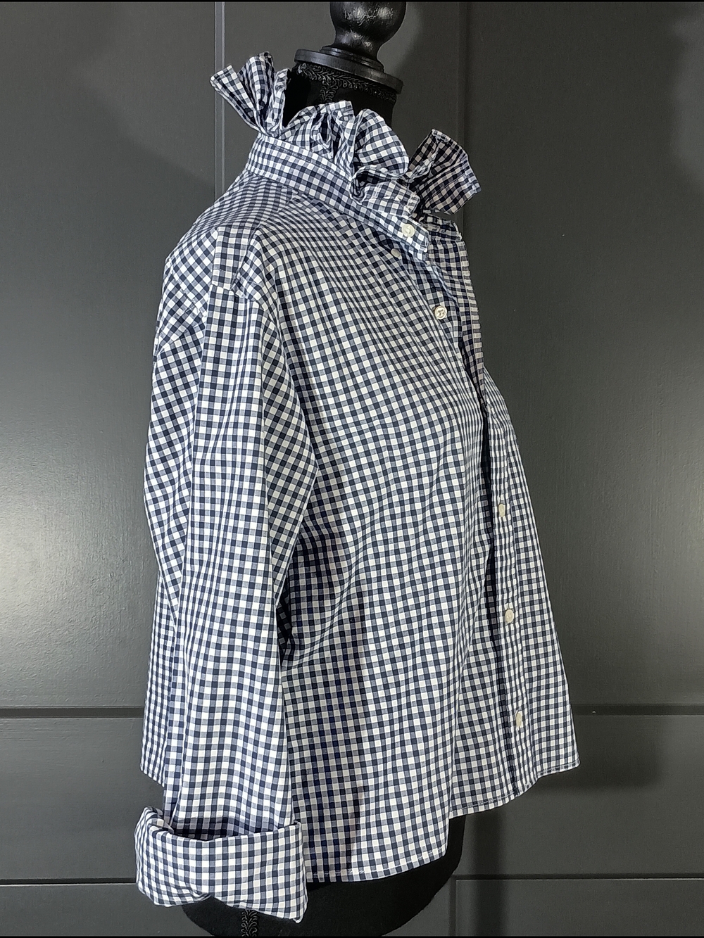 Upcycled Women's Ralph Lauren Ruffled Collar Shirt - Picture 7 of 8
